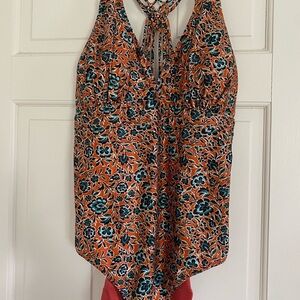 NWOT Fat Face Swimsuit- Orange and Green